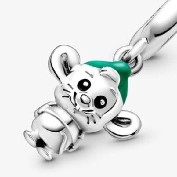 Pandora Mouse Charm with Green Hat - Picture 2 of 5